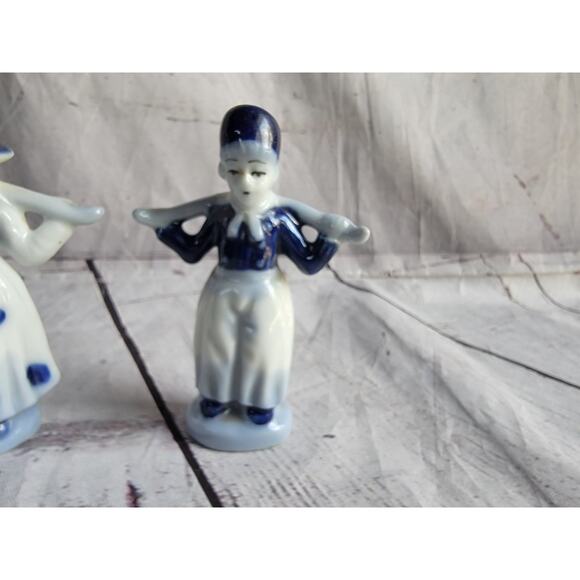 Vintage Dutch Boy Girl Figurines Blue & White Porcelain Set Occupied Japan - Picture 2 of 9